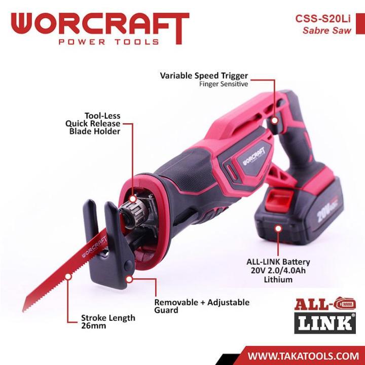 Worcraft ALL-LINK Cordless Sabre Saw (Tool only without battery