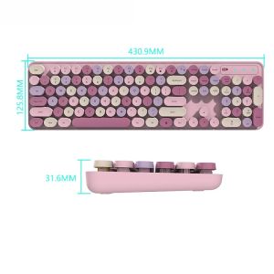 Wireless Keyboard Mouse Set Rose Pink 2.4G retro Cute Key Girls High-Value