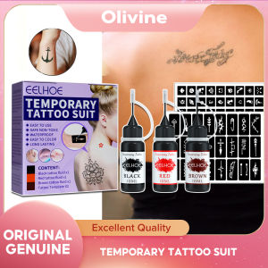 EELHOE Temporary Tattoo Liquid Waterproof Body Art Painting Long Lasting Painless Tattoo Sticker Juice Tattoo Set Tattoo Suit Semi-Permanent Tattoo Paste With Sticker Template For Body Paint