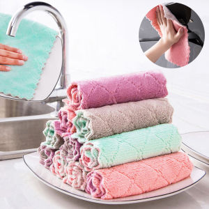 🔥Orfila Microfiber Cleaning Cloth Kitchen Dish Towel Absorbent Thicker Double-layer Oil-absorbent Rag Bathroom Living Room Multi Purpose Towels