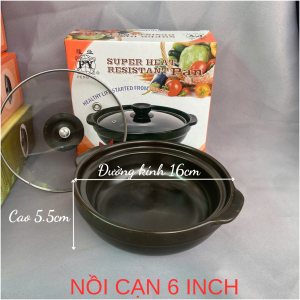 Nồi đất nắp kính dùng kho cá thịt nấu mì cay (Có 11 size: 0.5L 1L 1.5L 2L 2.5L 6in 7in 8in 9in10in