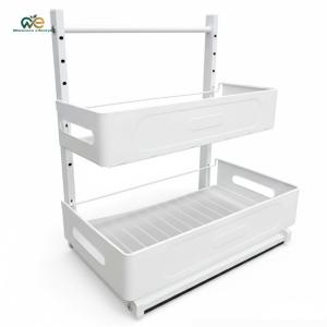 Cabinet Organizer Pull Out Multi-Purpose Storage Organizer 2 Tier Slide Out Easy Installation for Bathroom & Kitchen[Winnereco Lifestyle]