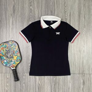 Áo thun nữ tập gym yoga pickleball cầu lông tennis cổ trụ đẹt sọc tay ngắn thun poly co giãn 4 chiều BINSPORTS A326