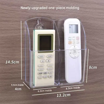 TV Air Conditioner Remote Control Storage Box Wall Mounted Acrylic Box Transparent Punch-Free Storage Rack遥控器手机收纳架