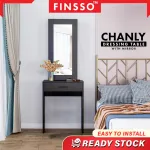 FINSSO : CHANLY Simple Varsity Dressing Table With Drawer And Mirror Make Up Table Meja Solek