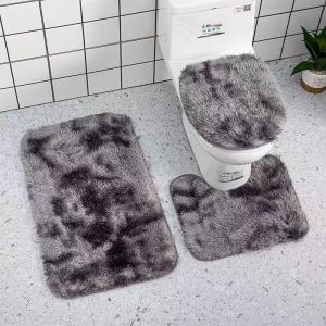 ZHS 3 in 1 set bathroom Non-Slip Pedestal Rug Lid Toilet Cover Bath Mat
