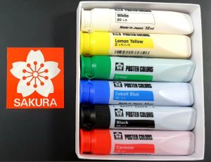 Màu Poster Sakura Tuýp 12ml Bộ 6/8/12/16 Màu - Hàng Chính Hãng Nhật Bản (Tặng Giấy Vẽ)