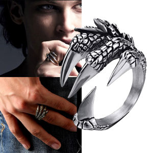 【♡Lovely girls house♡】Mens Dragon Claw Punk Open Ring Zinc Alloy Wedding Rings Accessories Jewelry Halloween Men Ring