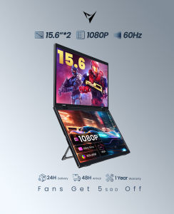 【Local Warehouse】VFLOW 15.6" Dual Foldable Portable Monitor 1080P 100% sRGB ΔE<2 USB-C HDMI Stacked Screen Extender DisplayLink Compatible Built-in Kickstand for Laptop PC Mac Windows【Delivered Whinin 72 Hours】