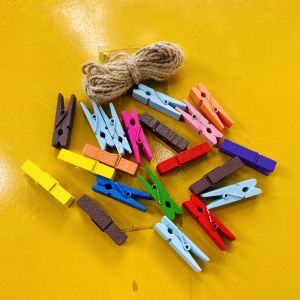 [HCM]10 Kẹp Gỗ Thông Nhiều Màu Hoặc Trơn Kt 3.5 x 0.7 Cm