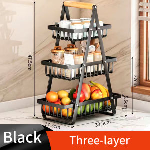 【✅SG stock】2/3 Tier onion storage rack Fruit Basket Vegetable Storage Kitchen Rack Home Organizer Storage Rack/Detachable Portable