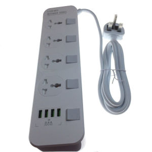 4 WAY Malaysia Extension Power Socket White LDNIO UK 3 PIN PLUG with Fuse Independent Switch Travel Tow Board Universal Socket Hole Worldwide 4usb Charger Multiplug Socket Power Strips 2 Meter Cable Extension Cord Safety Power Board Bar 接线板插线板排插