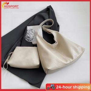 【HOSPORT】Women Leather Shoulder Bag Soft Soft Underarm Bag Casual 2pcs Shoulder Bag and Handbag Set Satchel Hobo Bag Shopping Bag