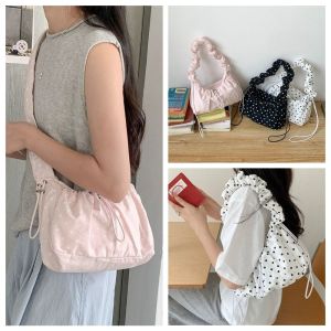 Versatile Polka Dot Underarm Bag Korean Style Lightweight Pleated Strap Tote Bag Dumpling Bag Clutch Purse2026