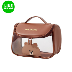 100% Line Friends กระเป๋าเครื่องสำอางกันน้ำขนาดใหญ่ บรรจุภัณฑ์ ว่ายน้ำกระเป๋าอาบ ร่วมกัน รองรับการเปรอะเปื้อน สีน้ำตาล LFB47