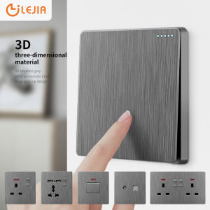 LEJIA modern lighting wall Grey dimmer switch paint panel 13A universal socket 3 pin plug power point with USB 20amp water ringing air conditioner doorbell dimmer kitchen switch power socket 1/2/3/4 gang 1/2 way switch official store