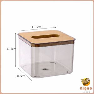 Digeo Tissue Box Gray Transparent Nordic Style Paper Roll Box Desktop Storage Box S/M/L