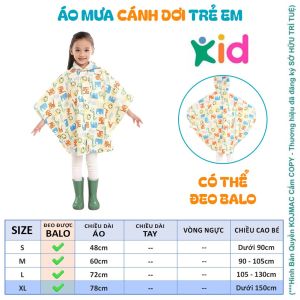 Áo Mưa Dây Kéo Cho Bé Trai Gái Có Ngăn Đeo BALO Đi Học - Bộ Áo Đi Mưa Trẻ Em Thời Trang Raincoat