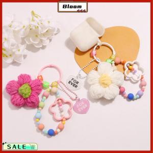 Follow Get New[Bloom Z] Cartoon Wool Knitted Flowers Key Chains Beaded Wristlet Lanyard Bracelet Keyring For Women Girl Bag Pendant Charms Keychain Gift