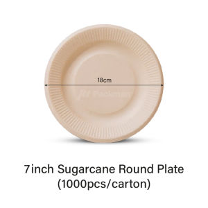Carton Natural Compostable Sugarcane Round Plate Disposable Bagasse Plate Biodegradable Oil and Waterproof Plate
