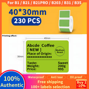 【Pure Label】NIIMBOT B1/B21/B21Pro/B31/B3S/B203 Waterproof Oil proof Tearproof Thermal Printing Paper 40*3050*30mm Self Adhesive Label Sticker Product Price/Food Label Paper Solid Color Cartoon Name Sticker