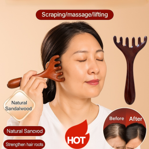 🔥 [Antler Comb] High Quality Sandalwood Meridian Massager Sandalwood Head Massager Six-tooth Shoulder Scalp Meridian Comb Antler Six-claw Massage Comb 高品质檀木经络按摩器