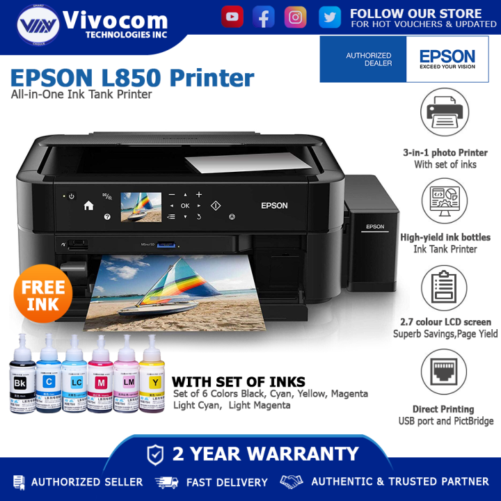 Epson L850 Photo AllinOne Ink Tank Printer Multifunctional