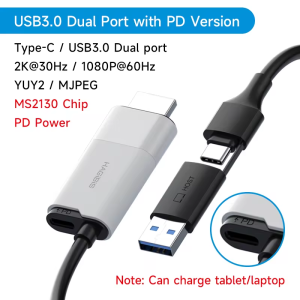 Hagibis USB 3.0 Type-C การ์ดบันทึกวิดีโอ USB-A/Type-C สายจับภาพวิดีโออินเทอร์เฟซแบบคู่ PD ชิป100Wms2130สำหรับ PS4/5 Xbox สวิตช์กล้องถ่ายทอดสดเปลี่ยนเป็น HDMI อุปกรณ์ Usb วิดีโอเกมคอมพิวเตอร์ Ns
