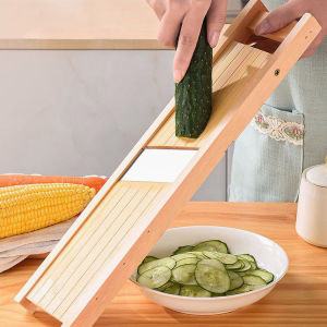 Wooden Potato Slicer Multifunction Vegetable Cutter Adjustable Thickness Carrot Cucumber Tomato Slicer Machine Chips Grater