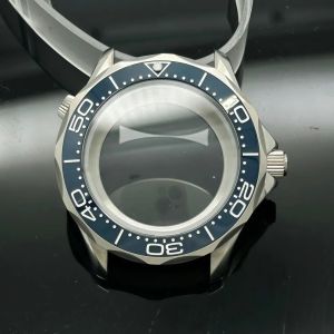 Silver 41mm Case Dive Watch Modification Accessories for Omg Sea Horse 300 Submarine Series Watch Fits NH35 NH36 Movement