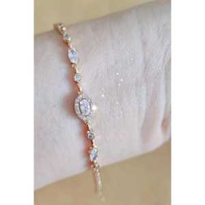 Gelang Tangan Camilla Alloy Lapis Mas 18k Permata Zirconia Premium Quality BP020G
