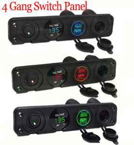 Bảng Công Tắc Bật Tắt 4 Lỗ Cổng Sạc USB Đầu Ra 4.2A 12V + Ổ Cắm Bật Lửa LED Xanh Dương Vôn Kế Kỹ Thuật Số Bảng Công Tắc 12V ~ 24V Cho Ô Tô Tàu Thủy Xe Máy (Màu Xanh Lá Cây Hoặc Màu Đỏ Vui Lòng Liên Hệ Với Chúng Tôi)