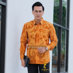 PEKSI GURDO - Prabuseno Kemeja Batik Pria Lengan Panjang Size Slimfit Bahan Katun Printing Lapis Furing Erro Handmade Kualitas Premium Jumbo Big Size Modern Halus Adem dan Nyaman Atasan Cowok Pakaian Kerja Formal Kantor