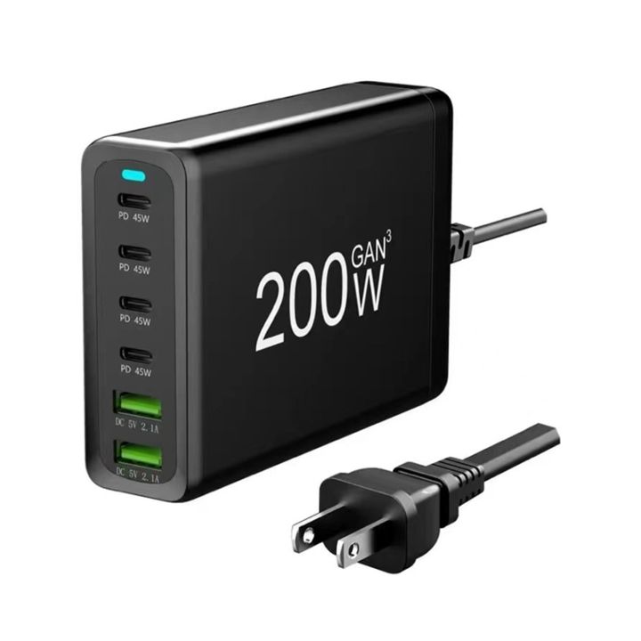 200W USB Type C Desktop Charger MultiPort Charger with ShortCircuit