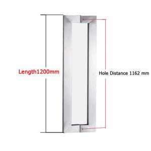 Heavy Duty Stainless Steel Push Pull Door Handle Square Tube Handle Wood Door Handle Silver 600/800/1200mm