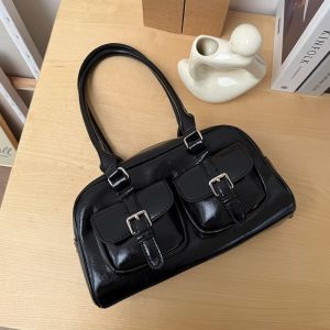 IELGY Autumn and winter large capacity South Korea vintage bowling portable shoulder bag fashion commuter underarm bag