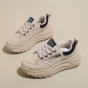 แบบเรียบง่ายรองเท้าผ้าใบผู้หญิงลำลอง ร้อยเชือกรองเท้าผ้าใบ พื้นรองเท้าหนาและนุ่ม ฝีมือประณีตสวมใส่สบายไม่เจ็บเท้า