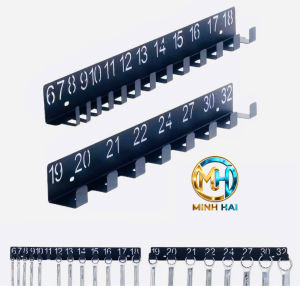 [40cm - TẶNG KÈM VÍT] Giá móc treo cờ lê mỏ lết gắn tường số từ 19-32 - Giá sắp xếp cờ lê di động nhãn kỹ thuật số