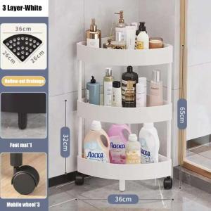 3/4/5 Layer Bathroom Corner Shelf Shower Organizer Rack With Wheel Self-draining storage Kitchen Rack trolley shelf