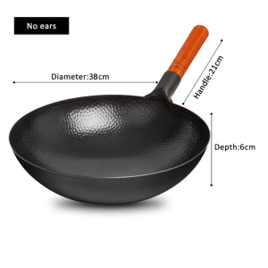 Konco Nitride iron pot  no-rust cooking Wok Chinese handmade Traditional Iron wok with helper handle Gas cookware Cooking Pot Stir-Fry pan 32cm/34cm