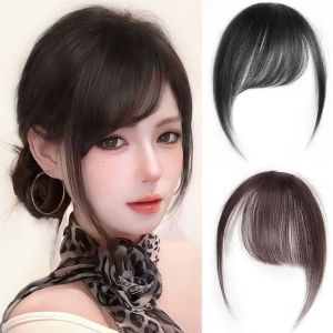 BNUE1 Tự nhiên Tóc mái bên tóc người Thẳng Tóc Giả Nối tóc mái Tạo kiểu Đen Tua trước vô hình Phụ nữ