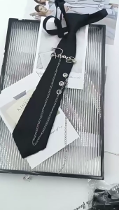 Korean Styles Tie for Adult Teens Letter and Tassels Chain Neck Tie for Student Dressingup Anime Clubwear Tie