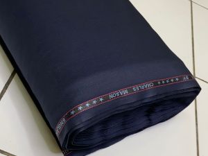 BAHAN KAIN KATUN NAVYY DANU BENHUR WOOL AND SLIK 100%ORIGINAL biru kain meteran
