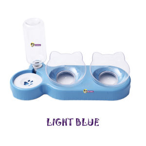 Pet Cat Bowl Feeder 3-in-1 Dog Cat Food Bowl With Automatic Water Dispenser Double Bowl Drinking Raised Stand Dish Bowls For Cats