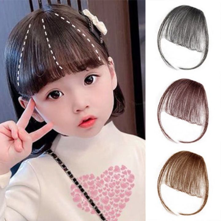 OOP Party Daily Natural Clip In Girls Hair Accessories Hair Extension Heat Resistant Fiber Kids Children Synthetic Air Bangs Straight Bangs Baby Hair