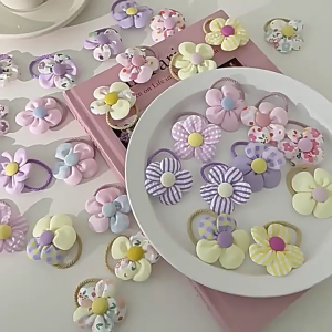 Gói của 10Pcs Cô Gái Dây Buộc Tóc dây buộc tóc đàn hồi Thoải Mái Charm hình hoa dây buộc tóc Vành Đai Món Quà Sinh Nhật Cho Trẻ Em