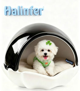 Black and White Shell Type Matching Dog Bed Cat Bed Premium indoor pet house modern and stylish cat and dog house pet villa,Dog Kennel ,85 * 75 * 60 cm Specifications Strong and Durable Waterproof Breathable and Warm Soft Cushion for 1-2 Cats or Dogs