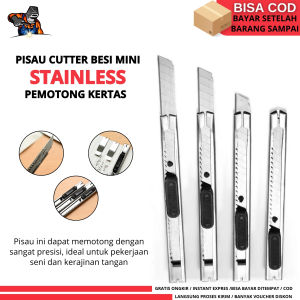 Pisau Cutter Besi Mini / Pisau Kertas Dinding Pemotong Kertas Kecil / Stainless Steel Pemotong Kertas Packing Cutter Bahan Stainless