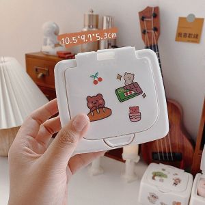 Tempat Kotak Penyimpanan Cotton Bud Rak Aksesoris Serbaguna Dengan Tutup Flip Free Stiker