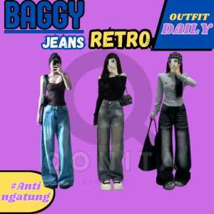 ( Promo Gratis Ongkir ) Celana Skena Highwaist Baggy Jeans Hangover Wanita Terbaru Celana Kulot Jeans Loosepants Gombrong Highwaist Wanita Jeans Korean Style